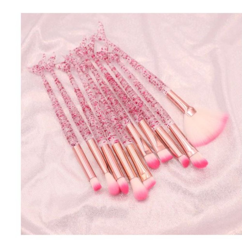 10 Piece Acrylic Mermaid Make Up Brush Set - Picture 6 of 9